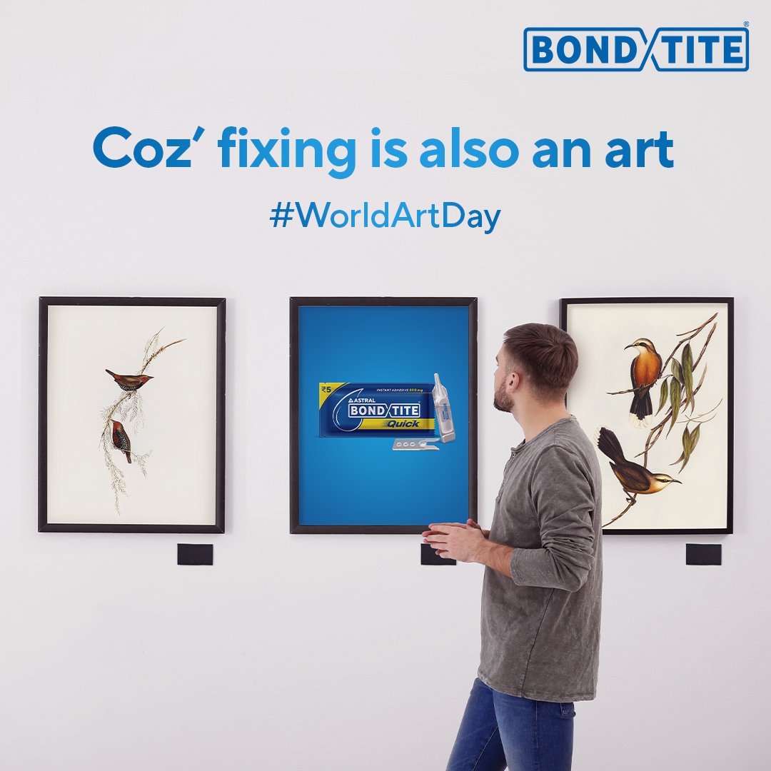 AstralAdhesives's tweet photo. We've mastered the art of fixing. π·
#Astral #AstralAdhesives #Bondtite #BondtiteQuick #JodeEkdumQuickAndTight #WorldArtDay https://t.co/R5OOggdCIH