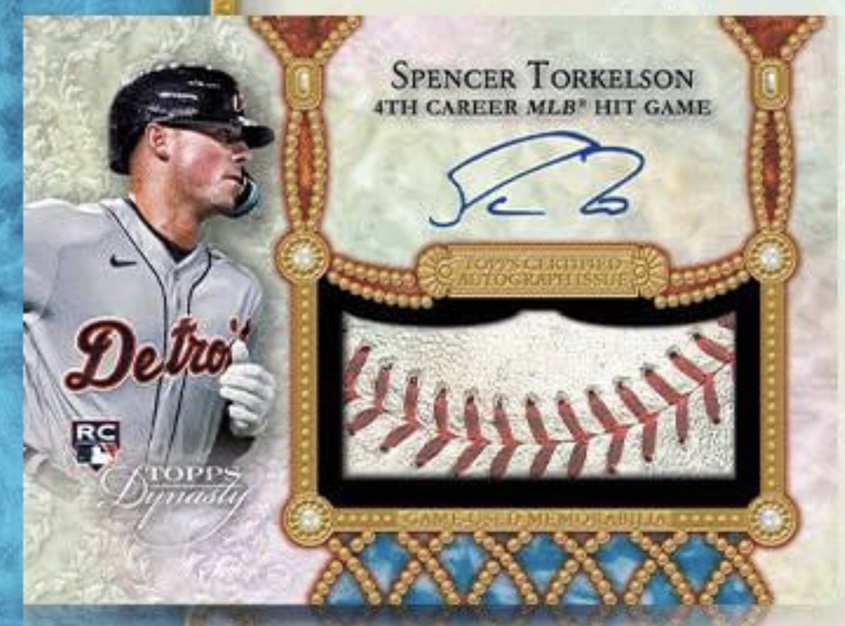 New 2022 Topps Dynasty is on hobby shelves today. 

Here is a preview image featuring a Spencer Torkelson auto relic RC