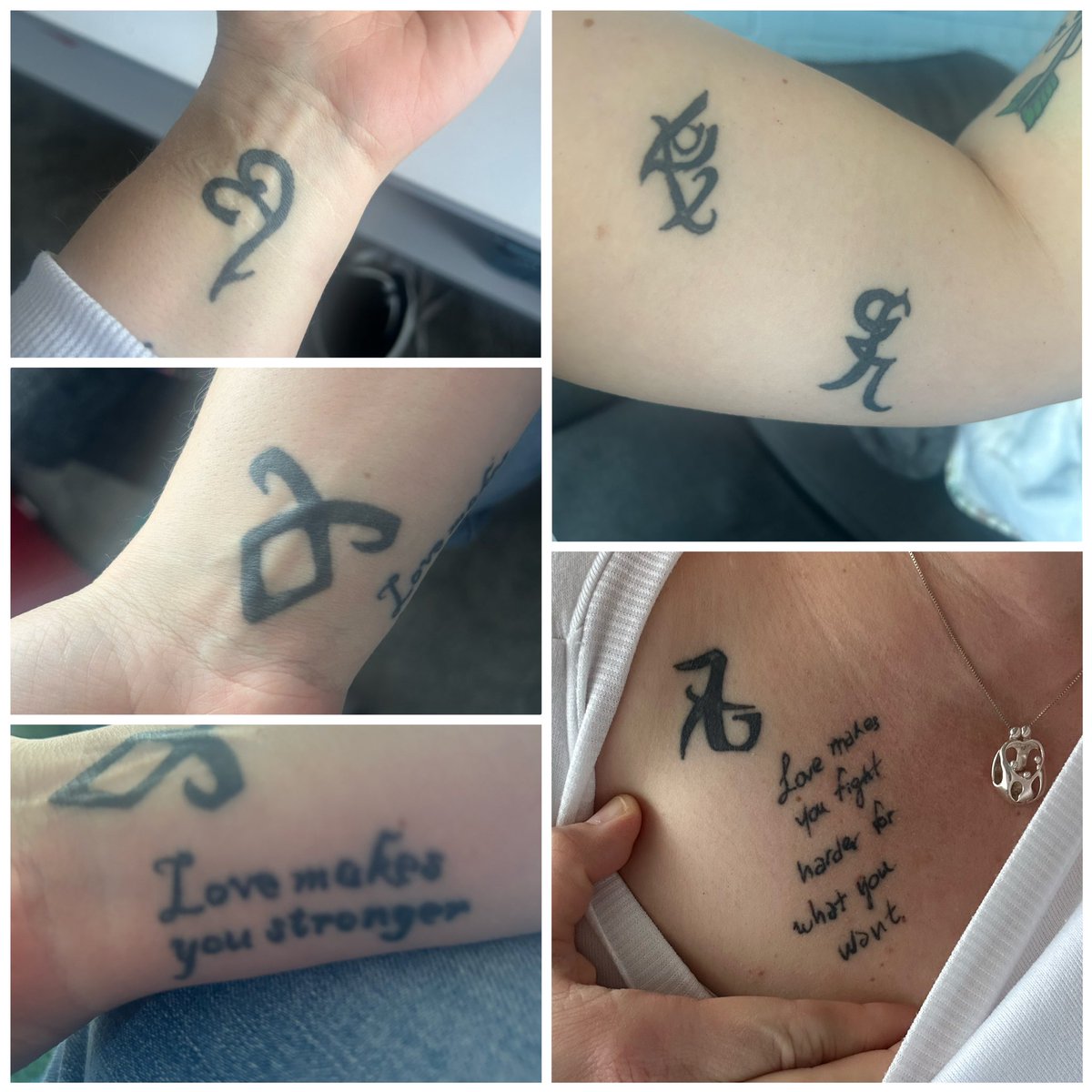 These are my Shadowhunters tattoos. 5 runes en two quotes. One of them is written by @Kat_McNamara 🥰 I don’t know if I’m done yet 😅 Who is a Shadowhunters tattoo? #Shadowhunters #shadowfam #shadowhuntersForLife @cassieclare