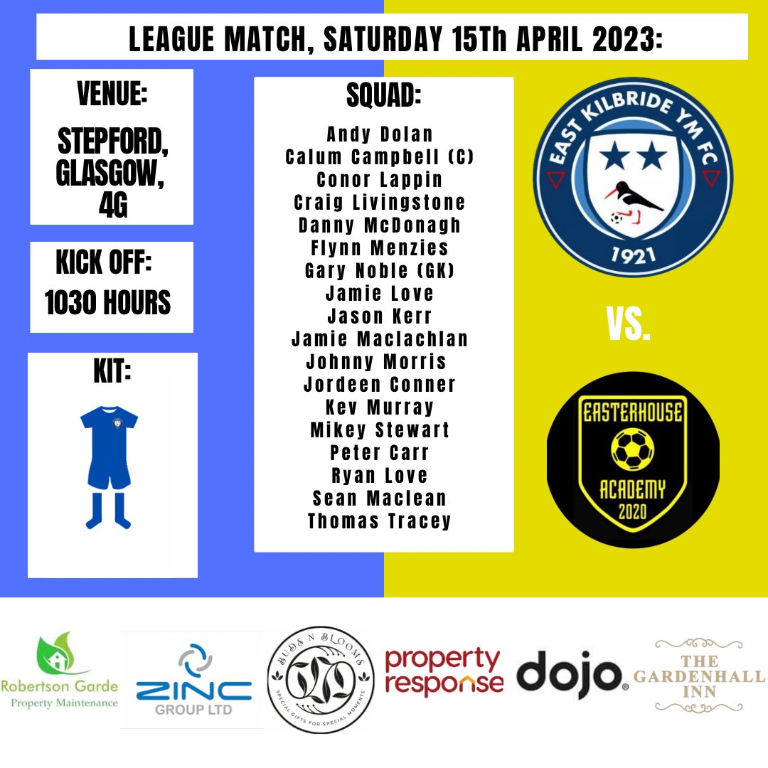 The big game of the weekend! Huge game for both teams, 3 points to either are massive. Cannot wait for the test against strong opposition in @EFA_SMAFL, hopefully the sun stays out also 💙💛 <a href="/EKYM_FC/">East Kilbride YM FC</a>