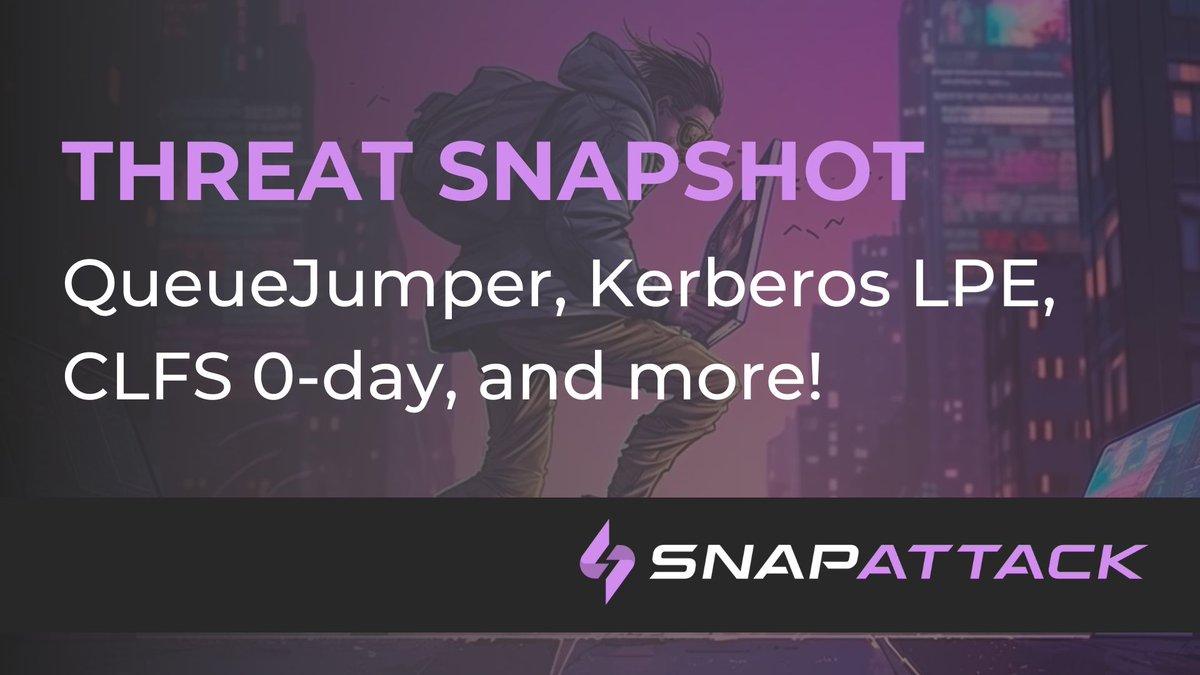 snapattackHQ's tweet photo. 97 #vulns covered in this month’s #PatchTuesday! Get up to speed on #QueueJumper and some of the worst of the others in this week’s Threat SnapShot. https://t.co/1aERdAj1CK https://t.co/B13j7vg1WY