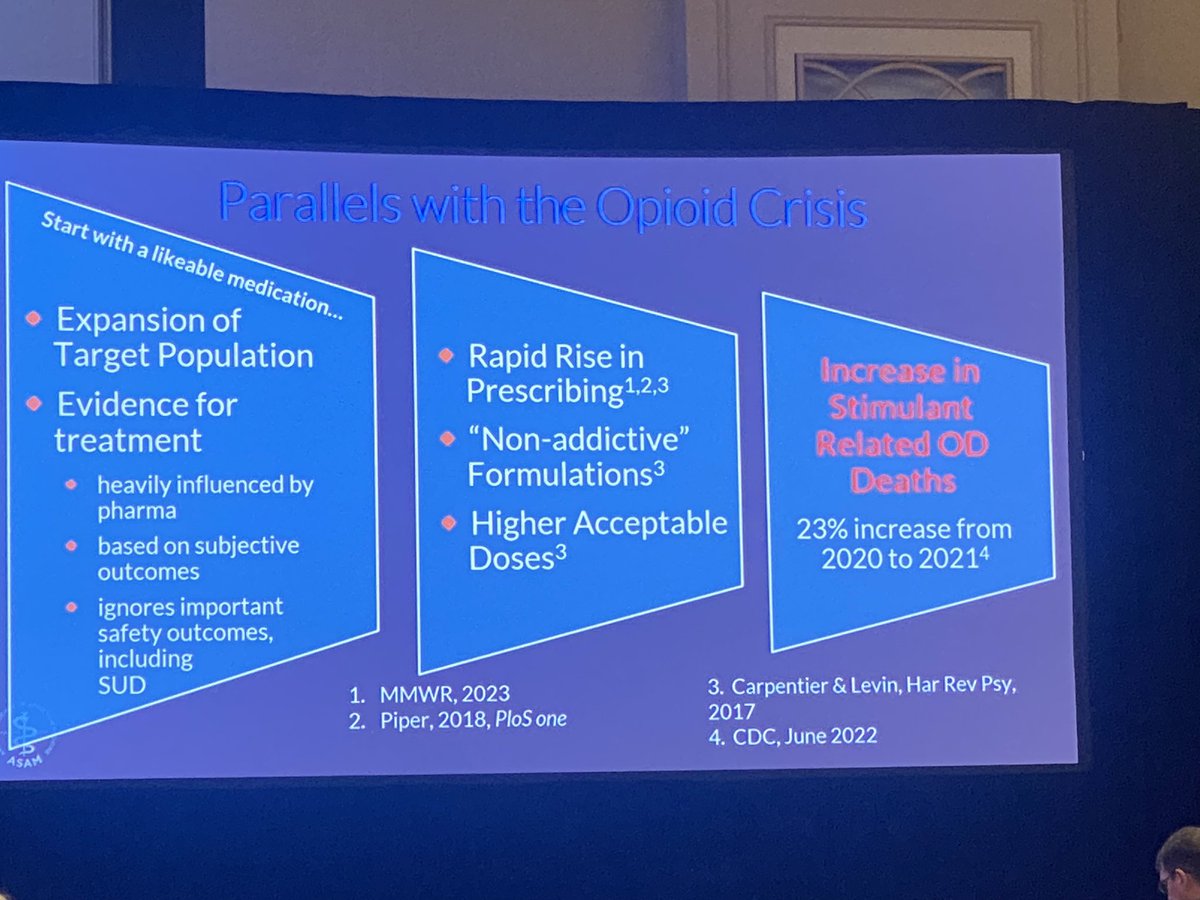 Parallels between growing stimulant prescribing and opioid over-prescribing 20 years ago.  Scary.   #ASAM2023