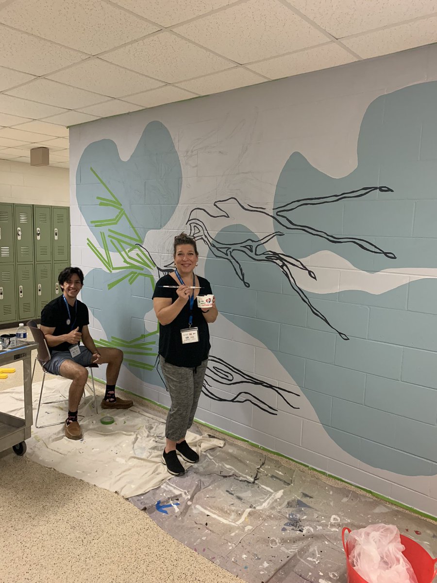 GermanNCC1's tweet photo. Art &amp; Design? We do that at @northcentralcol, like Tammy, who is collaborating on a mural as part of #NCUR2023, a national conference at @UWEauClaire https://t.co/j2XcrEEPIN
