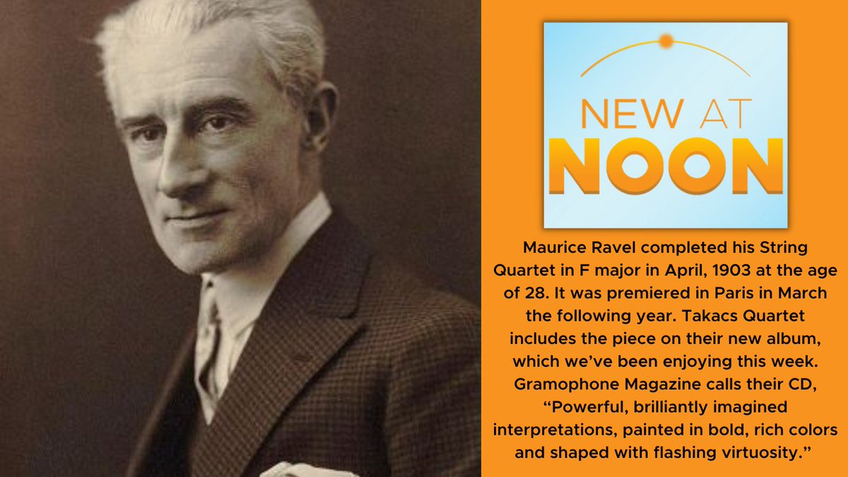 909WGUC's tweet photo. Today it’s STRING QUARTET in F Major by Maurice Ravel #NEWatNOON on 90.9 #WGUC. https://t.co/g7MlIYFPg8 https://t.co/VC9hfwy61B
