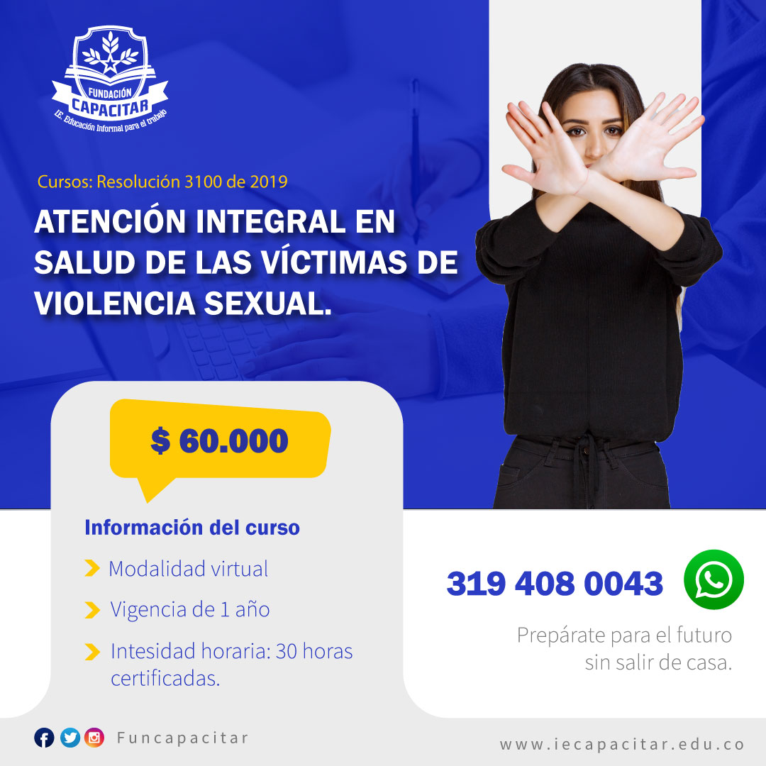 funcapacitar's tweet photo. Curso: Atención integral en salud de las víctimas de violencia sexual. 
.
Inscripciones en https://t.co/IxLmxKCY0q
.
Wpp: 3194080043
.
#funcapacitar  #bogota #colombia #educacionvirtual #diaplomados #cursos #salud #resolucion3100 #violenciasexual #EstudiaDesdeCasa #virtualidad https://t.co/GeuXKTf93Z
