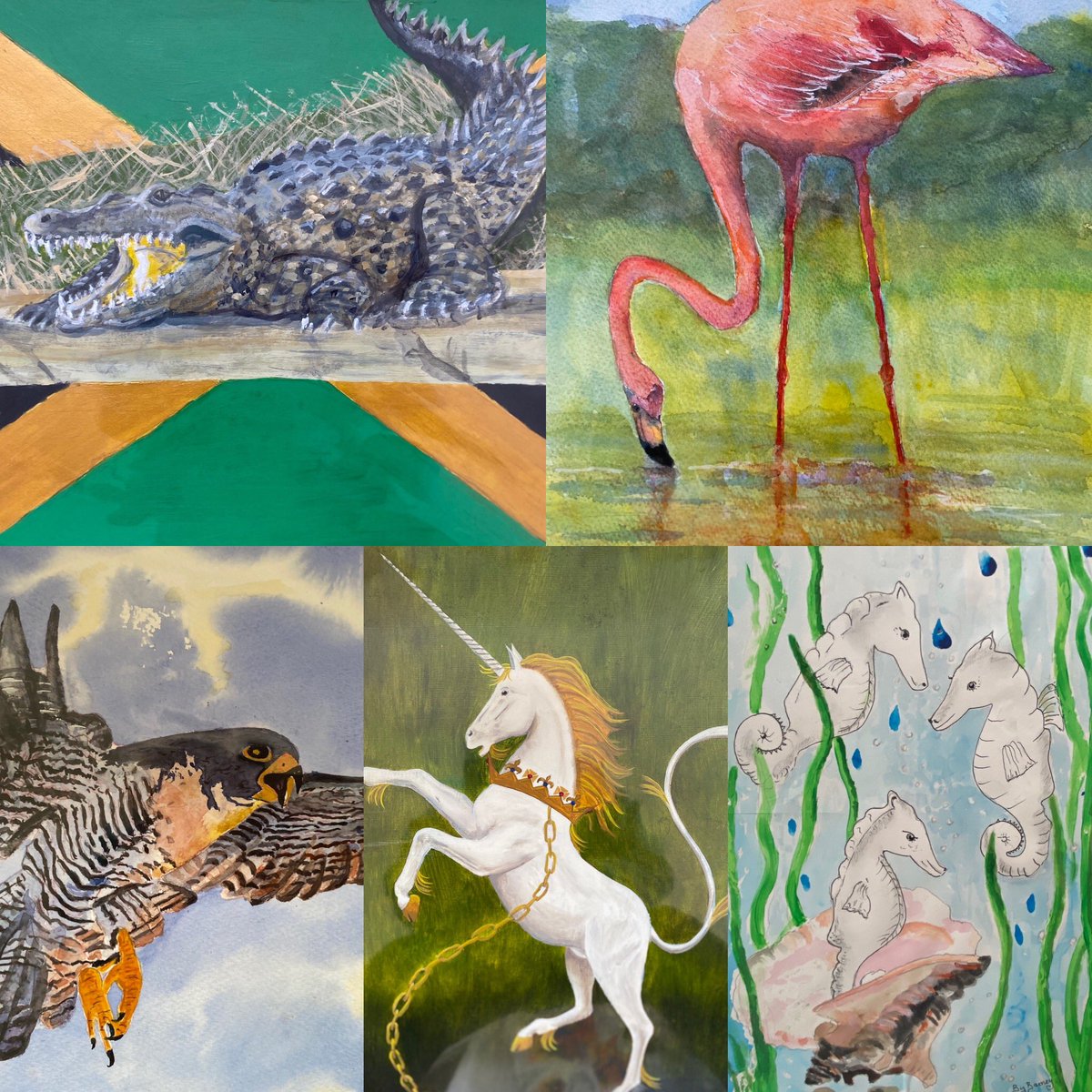 Our members have created these wonderful paintings to celebrate The Coronation. The animals, mammals and birds are all portrayed on Coats of Arms of various Commonwealth countries. Pop in to Pontefract Library to have a look at our Coronation Exhibition.