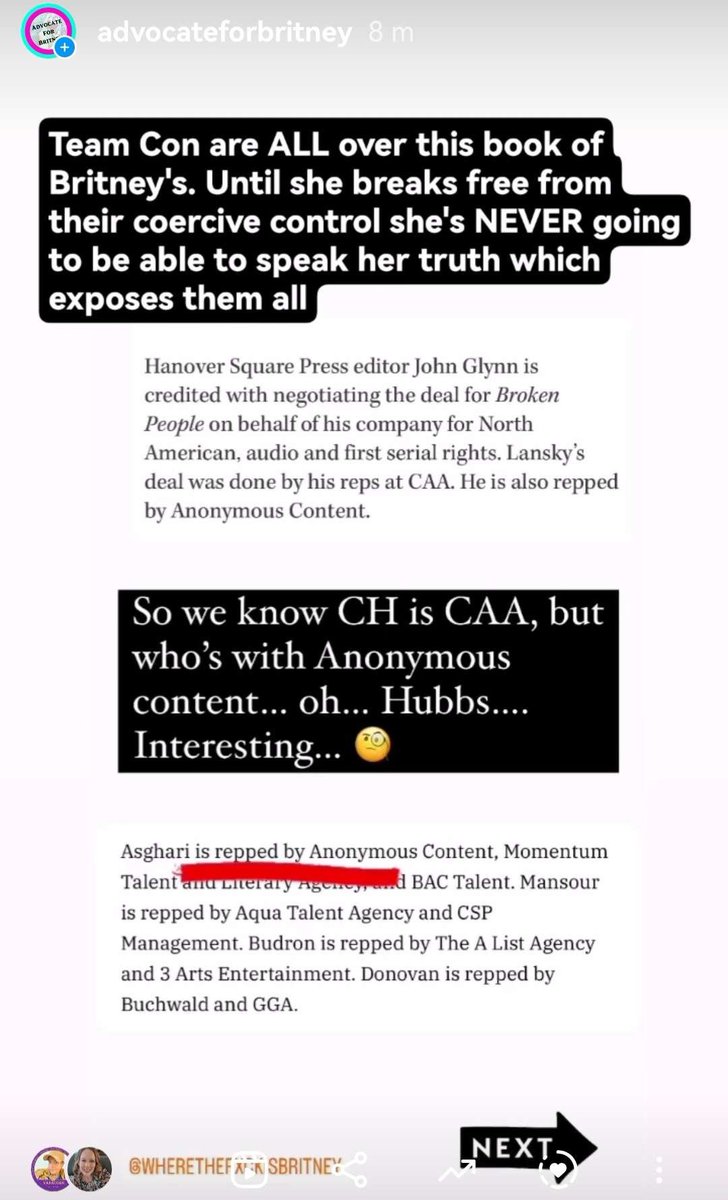 JustLuvGodney's tweet photo. I agree @Spoildgirlygurl, it is highly sus that “Britney’s book” ghostwriter is repped by CAA and Scam’s agency, Anonymous Content. Both agencies are protected from any brutally honest words about them, anyone they rep, or in CAA’s case, rep them. #FreeBritney #JusticeForBritney https://t.co/TXUw6577ae