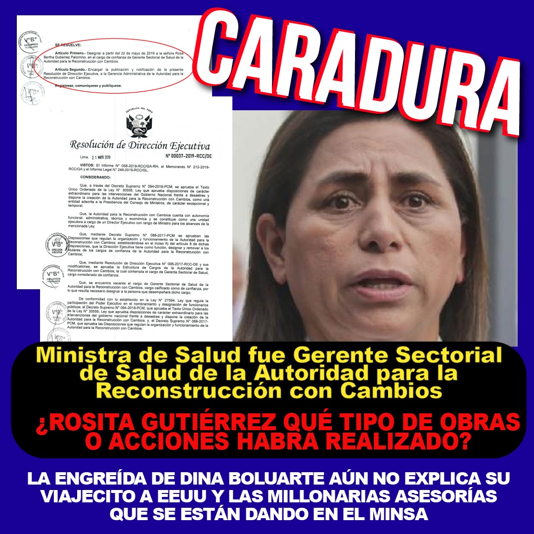 Natken3's tweet photo. La ministra viajera, la ministra de la MUERTE @Minsa_Peru nunca hizo nada en ARCC pero el hermanon de Dina Asesina, el famoso NICANOR BOLUARTE LA APADRINO porque es fiel a la corrupción que el lidera. #CensuraARosaGutierrez
@DinaBoluarteZ @exitosape @HClajuega @keikonova2016 https://t.co/2WqXUgmhOx