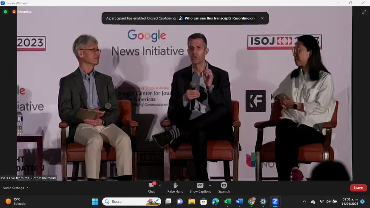 SerchRincon's tweet image. #ISOJ2023 No es viable prohibir el uso de #ChatGPT. Hay reporteros que no son buenos autores, tenemos que ver cómo la IA puede ayudarnos a generar una mejor narrativa, teniendo como valor agregado la investigación, y demostrar que aún sigue siendo periodismo.