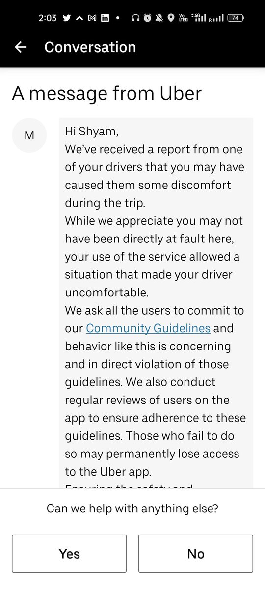 YngCorrespondnt's tweet photo. I received this bogus reply like I have on this post, and the follow up messages suggested @Uber_India tried reaching out to me to launch an investigation into the matter. But I've not received a single call on either of my phone numbers. https://t.co/WMkmK3LkCe