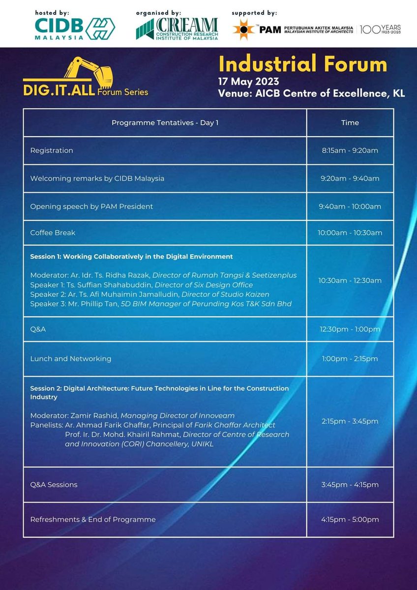 pam_architect's tweet photo. Dear PAM Member,

We are pleased to inform you that there will be an upcoming
DIG. IT. ALL (Forum Series) – Embracing Digital Technology. Below are the details of the lecture: https://t.co/T56hLG10Sq