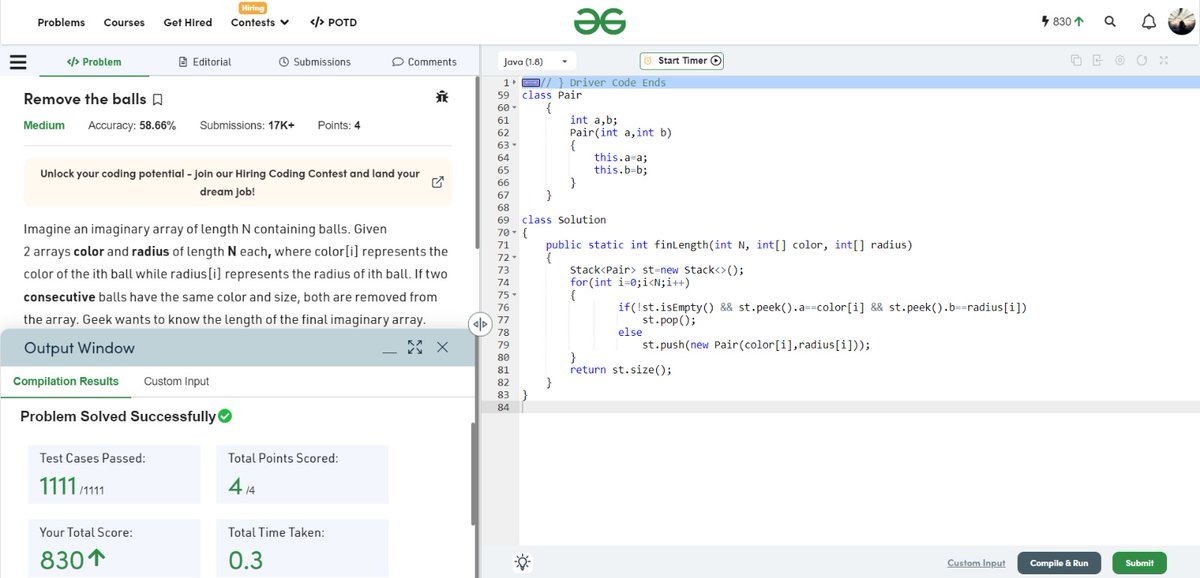 codewithsep's tweet image. Hello Folks,
I have completed #Day10 of #25 Days of Code Program with
@scaler_official
Today's question- Remove the balls in geeksforgeeks
Discord Community: discord.gg/scaler
Partner: Shiva Kumar#7768
#scalerdiscord #codewithscaler #scaleracademy #scaler25doc