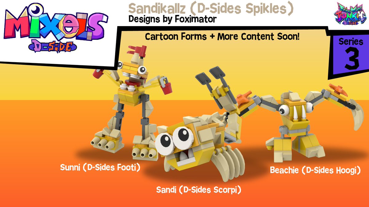 AnimatesSizzle's tweet photo. "Aw, sweet! Series 3 has made it! Rad fun!"
Meet the new tribes with soap, sand and dark magic for D-Sides Series 3 with Extra Episodes!
Note: Cartoon Forms, Maxes Pictures and More content are coming soon in the future.
#mixels #mixelsdsides #dsides #fnfdsides https://t.co/qiieXZMoDS