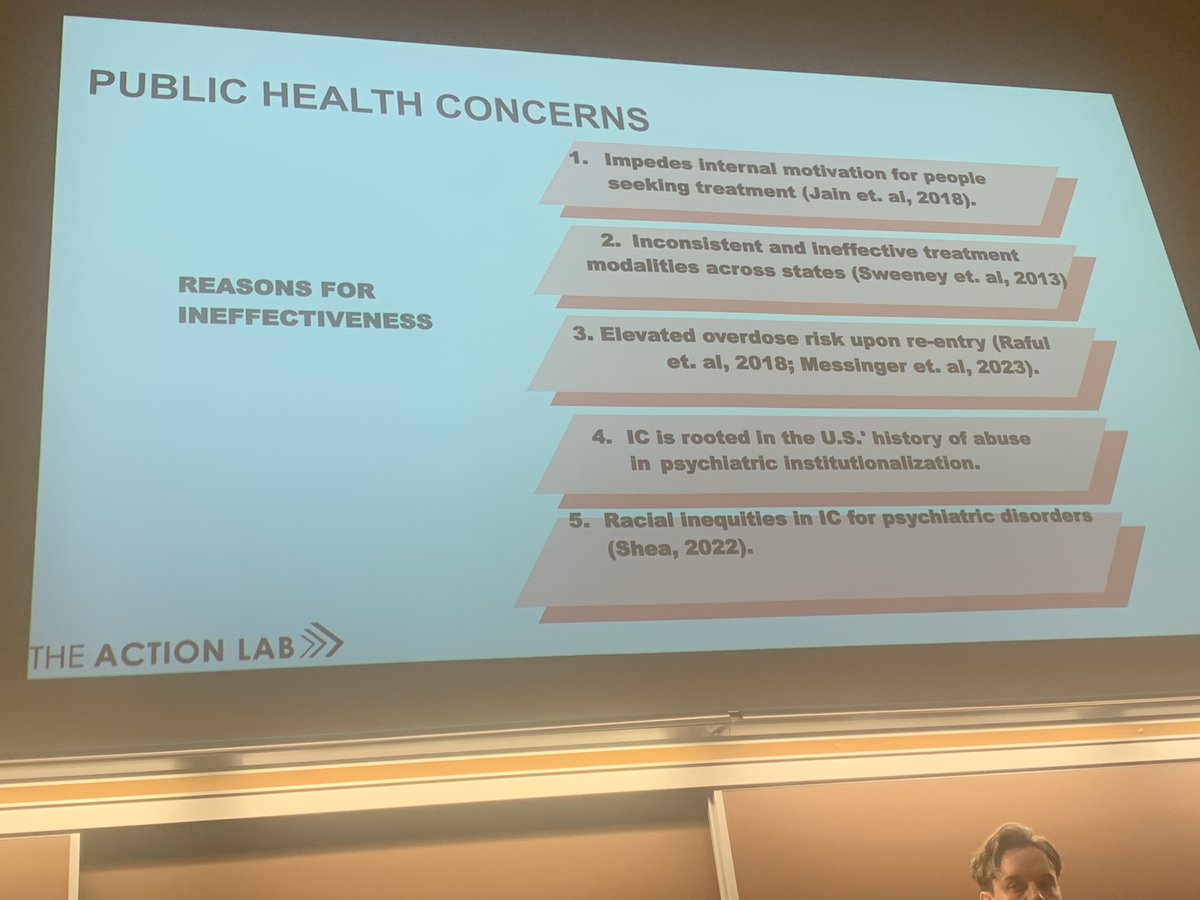 (((Dorit Reiss))) (@doritmi) on Twitter photo Says <a href="/LeoBeletsky/">Leo Beletsky</a> and 4 students, speaking on misinformation and involuntary commitment for substance use disorder in #HLC2023 organized by <a href="/NUSLHealth/">Center for Health Policy and Law</a>: should use resources to help people who want treatment have access.
Involuntary commitment is inherently flawed. Says <a href="/LeoBeletsky/">Leo Beletsky</a> and 4 students, speaking on misinformation and involuntary commitment for substance use disorder in #HLC2023 organized by <a href="/NUSLHealth/">Center for Health Policy and Law</a>: should use resources to help people who want treatment have access.
Involuntary commitment is inherently flawed.