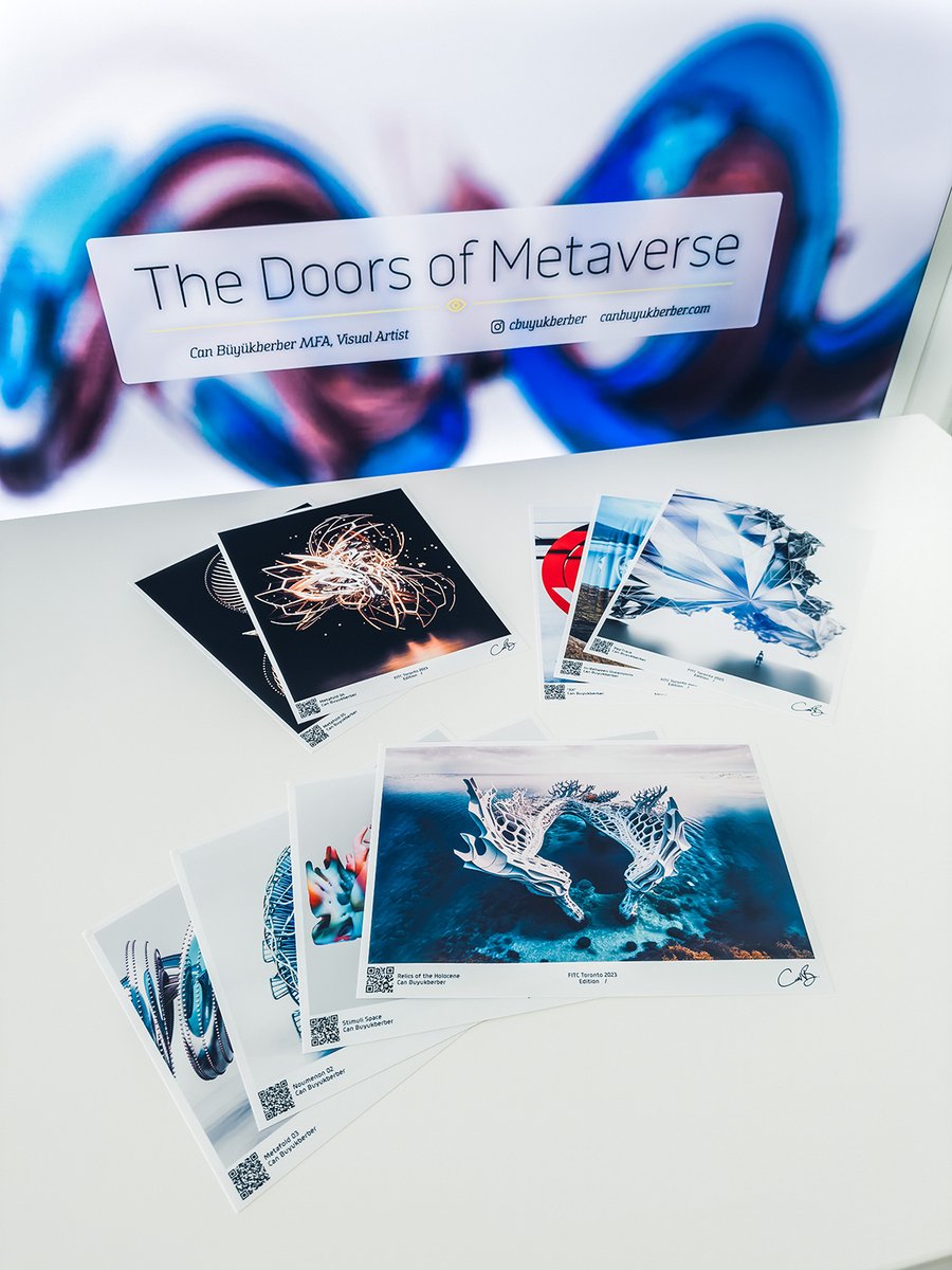 cbuyukberber's tweet photo. A very limited amount of digital prints will be available after my session at @FITC each with a unique QR code 🎁
>Apr 17th The Great Hall Toronto
3:55 - 4:40 PM - The Doors of Metaverse @ Main Hall
4:40 - 5:15 PM - Prints @ Conversation Room
6:00 PM - Live VJ Set @ Longboat Hall https://t.co/l2D4Ap3CxY