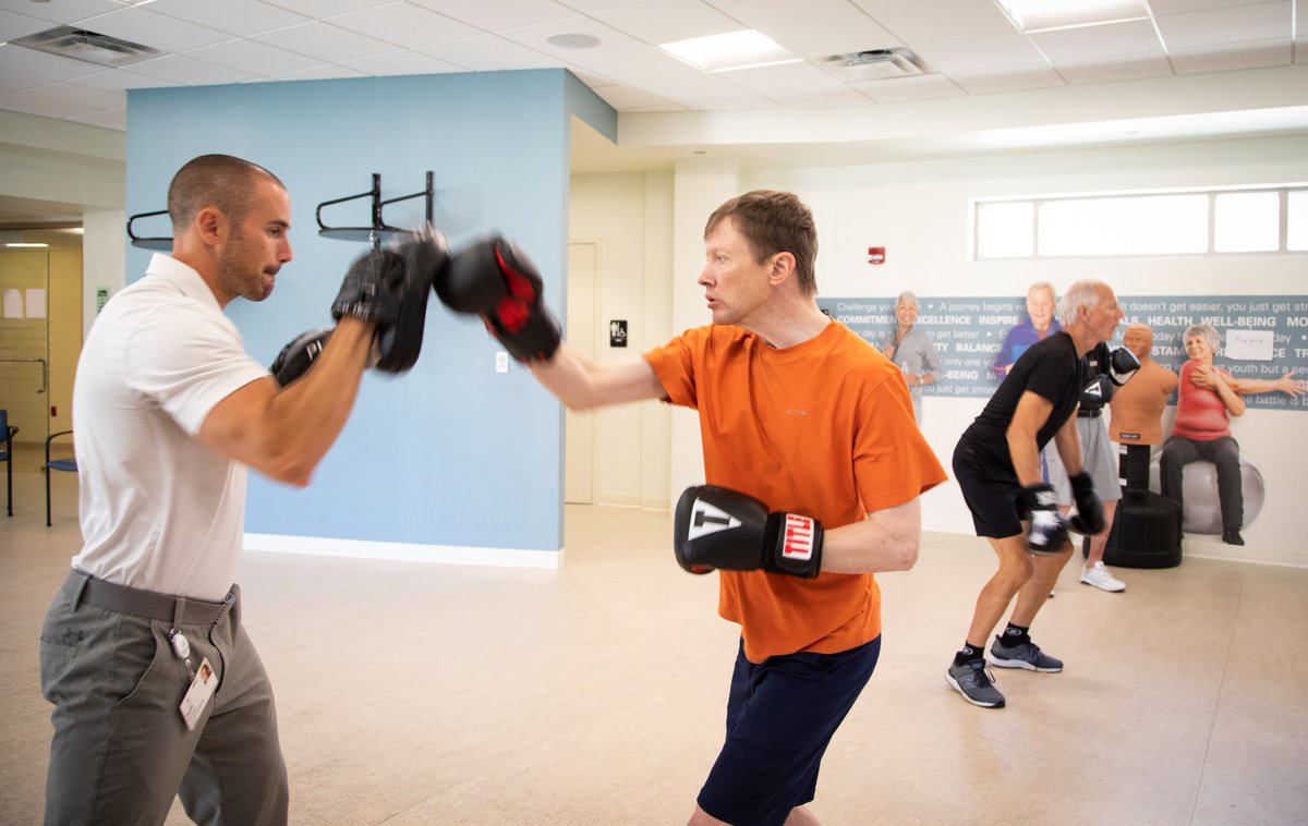 We're proud to empower our residents and #Dayton-area community members to fight back against #Parkinsonsdisease! #RockSteadyBoxing stimulates the mid-brain to effectively combat their symptoms. #ParkinsonsAwarenessMonth