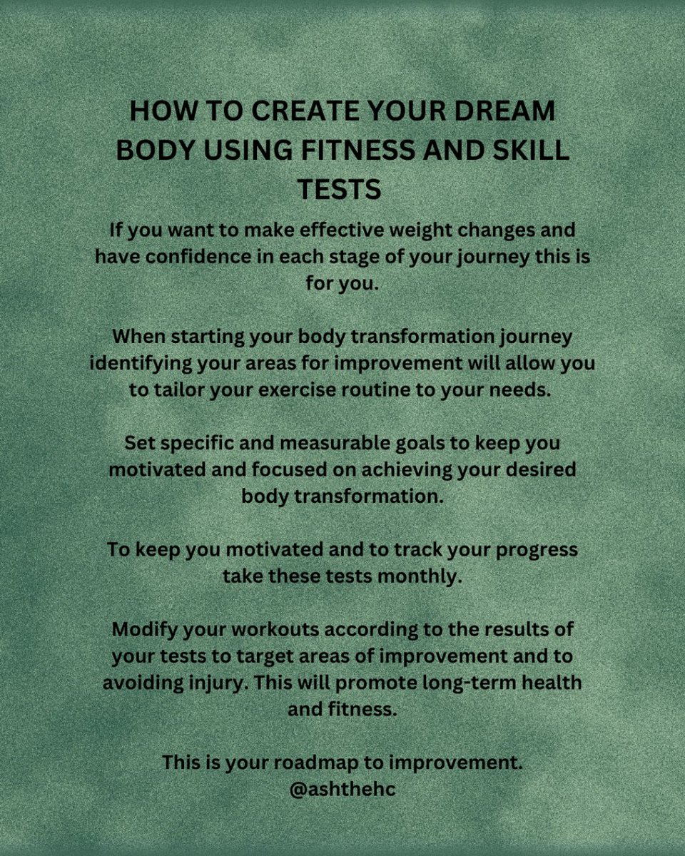 The use of fitness and skills tests can be an effective tool to help individuals achieve better body transformations by providing a roadmap for improvement.
Link in bio
#FitnessTests #SkillsTests #BodyTransformation #GoalSetting #ProgressTracking