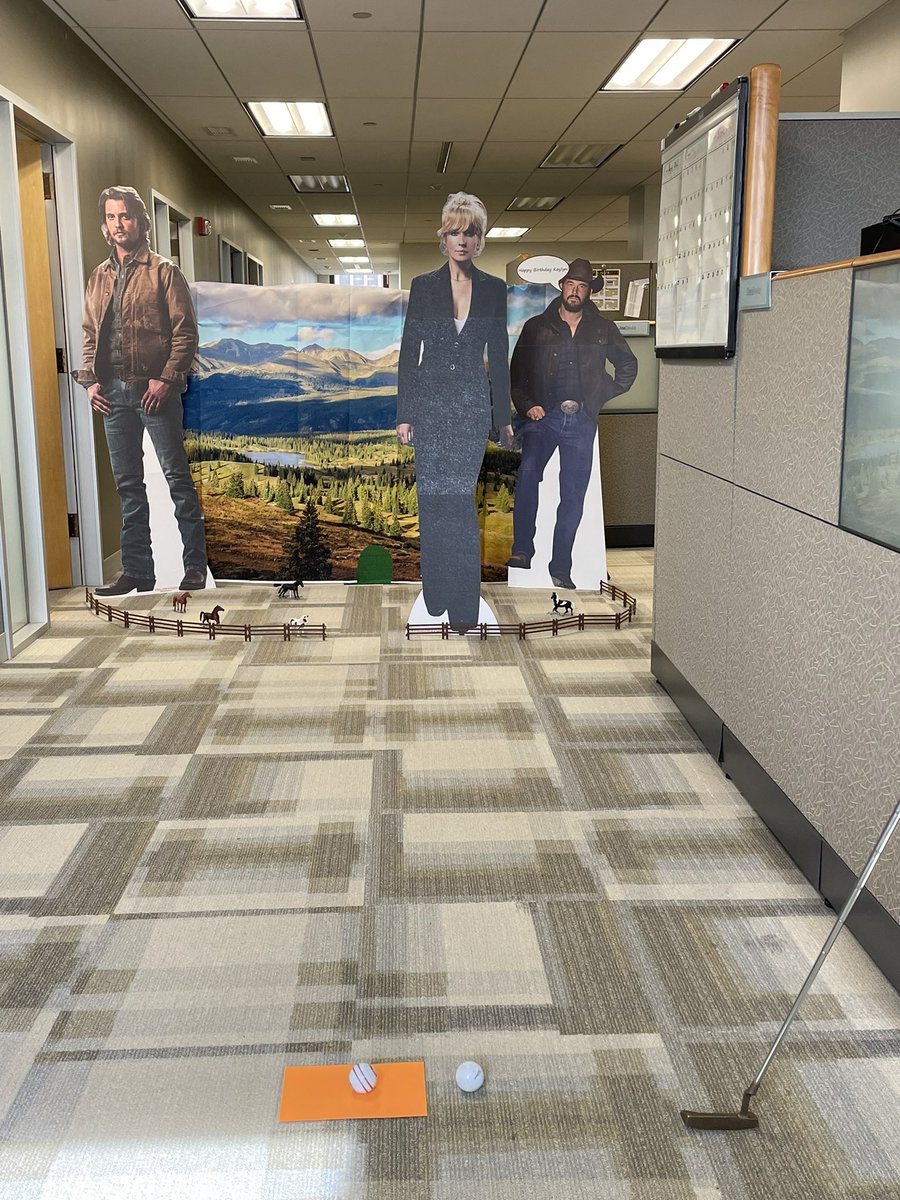 Joaninthe412's tweet photo. We’re having a mini-golf fundraiser for @BBBSPgh at our firm @LeechTishman. Here’s the Real Estate hole @Yellowstone @YellowstoneFans https://t.co/Jj21U2NiWq