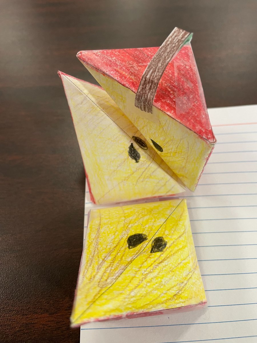 EmilyAmberman's tweet photo. KD Media Center--Mr. Meinl's students make inside out projects where three pyramids make a cube.  Each student chose a theme to decorate his or her creation. https://t.co/2Q67PTlZFK