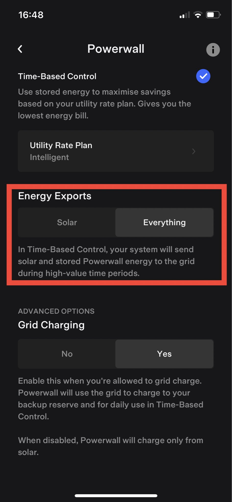 Tesla powerwall settings deals