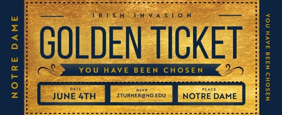 Incredibly honored to have received a Golden Tkt to <a href="/NDFootball/">Notre Dame Football</a>'s Irish Invasion. 

Thank you @coachdrebrown for the personal invite! #GoIrish☘️

#classof2025 #Qb1 🏈 🎯 💯