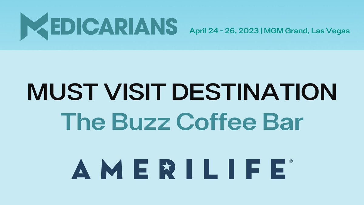 It's what everyone wants at an event ... COFFEE! Thanks to @AmeriLife  all Medicarians Vegas attendees can grab a cup of joe and have a conversation at The Buzz Coffee Bar! Located in the Expo Hall on the left side - it's a must visit destination. #Medicarians2023