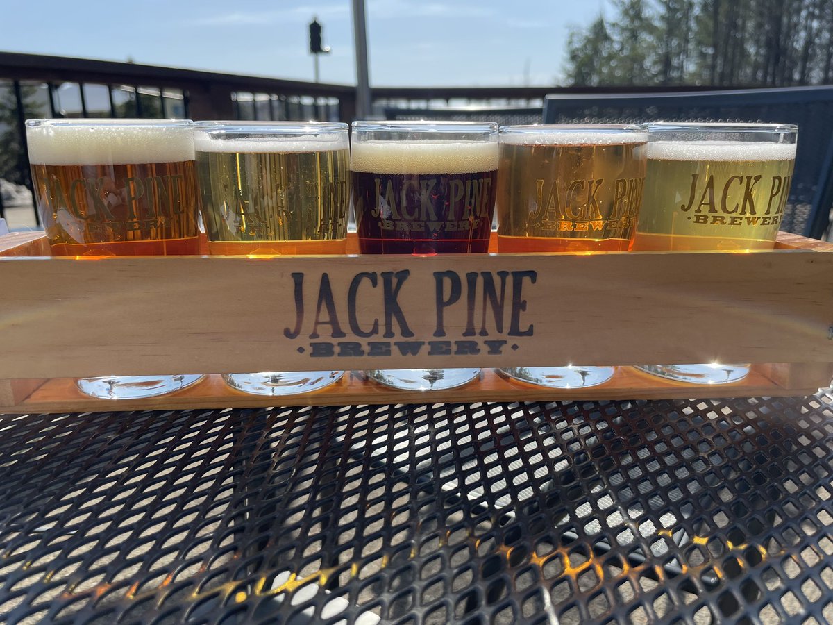 JeremyMillsop's tweet photo. Stop No. 5 for @brd_dispatch Dining Guide has me drinking beer at 10 am on a Friday. Darn it I hate my job. Jack Pine Brewery. The original brewery of lakes area. I’ve got the traditional favorites in this flight. Great beer. Great people. Great space. #DispatchDiningGuide2023 https://t.co/Q01N1lwp0t