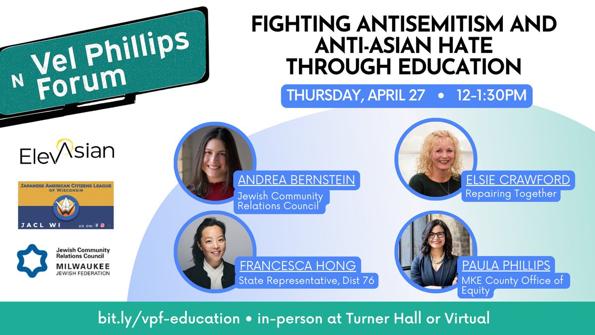 Humbled to help put this together &amp; honored to be a part of it.  Join <a href="/elevasianwi/">elevasianwi</a>, <a href="/FrancescaHongWI/">Francesca Hong</a>, <a href="/JewishMilwaukee/">Milwaukee Jewish Federation</a>, etc. April 27. 
#StopAntisemitism #StopAAPIHate #HateHasNoHome #hatehasnoplace 

zoom.us/webinar/regist…
