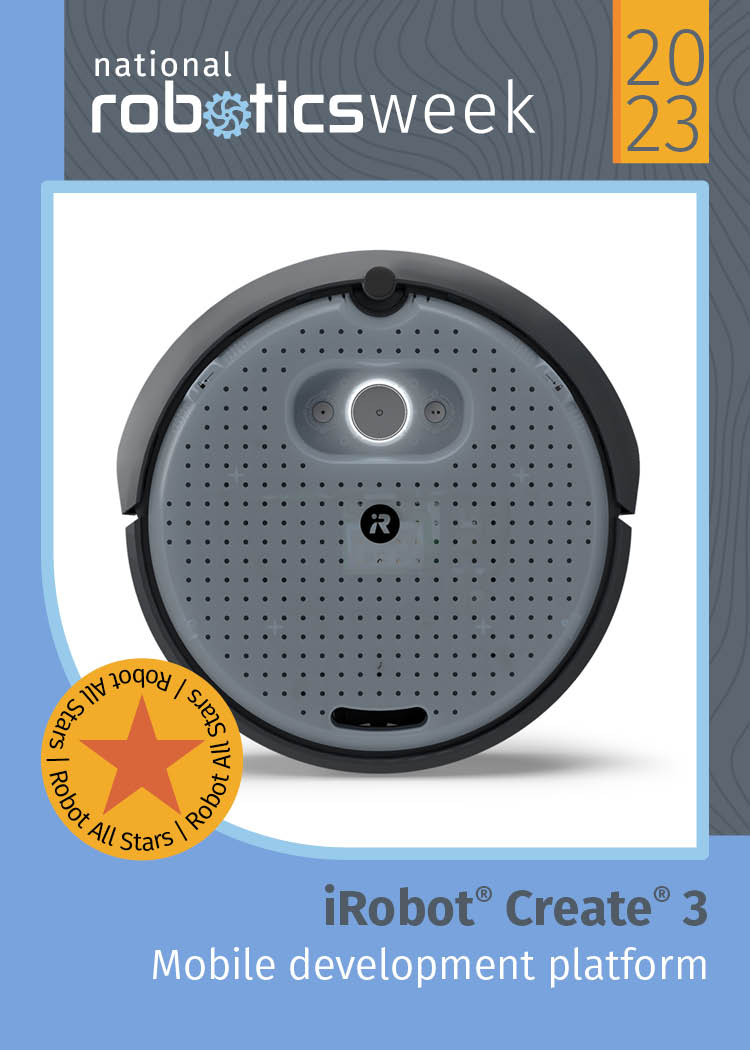 RoboWeek's tweet image. Robot All-Star Trading Card Spotlight! Driving in from
@iRobotEducation, meet The Create 3: This 3rd generation programmable robot is a powerful platform for all your exciting creations! 
Learn more about this robot and others in the 2023 🤖 deck hubs.li/Q01LmdTr0 #RoboWeek