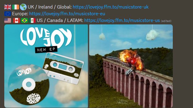 ¡Nos complace informar que LATAM FUE AÑADIDO A LA LISTA DE ENVÍOS! Fuente: Lovejoy Discord Official lovejoy.ffm.to/musicstore-us