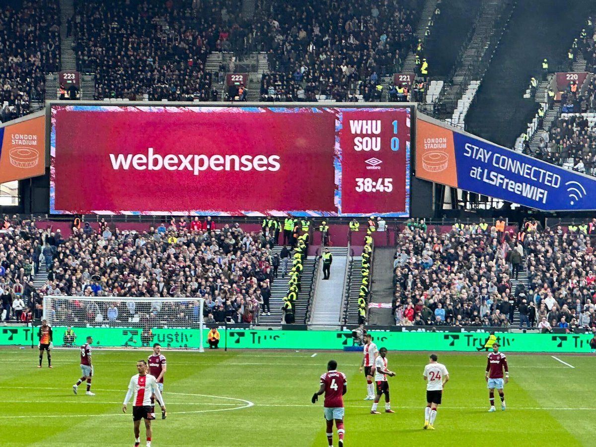 Another win for our partner West Ham United FC in the Premier League, and a proud moment for us to see our banner in the stands! 

We believe in celebrating victories - on and off the field. Our expense management solution helps businesses win in the game of finance. ⚽ 💼