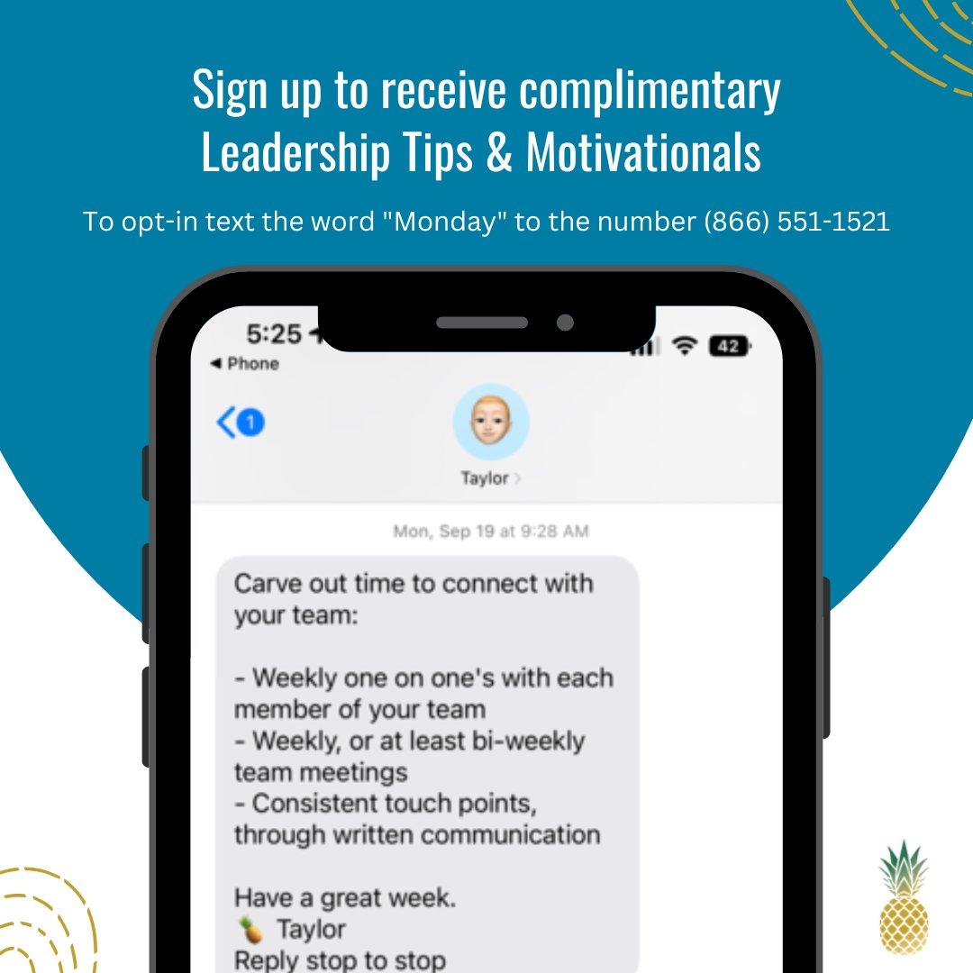 Sign up to receive complimentary Leadership tips and Motivationals. To opt-in text the word 'Monday' to the number (866) 551-1521.

#leadershiptips #motivationals #leadwithhospitality #hospitalitytips