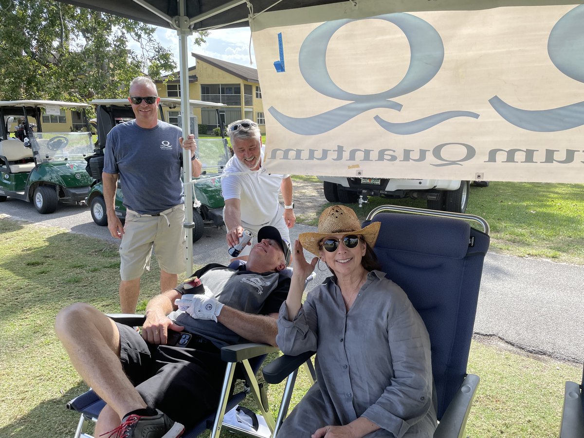 QMStabilizers's tweet photo. Dean duToit, President of National Marine takes a break at the Quantum Hole with John &amp; Sharon Allen at the National Marine Suppliers Golf Tournament. 

A successful fundraiser for The Children’s Diagnostic &amp; Treatment Center.  

#nmsgolftournament #QuantumMarine #yachtingevent https://t.co/ik3PRjyEZm