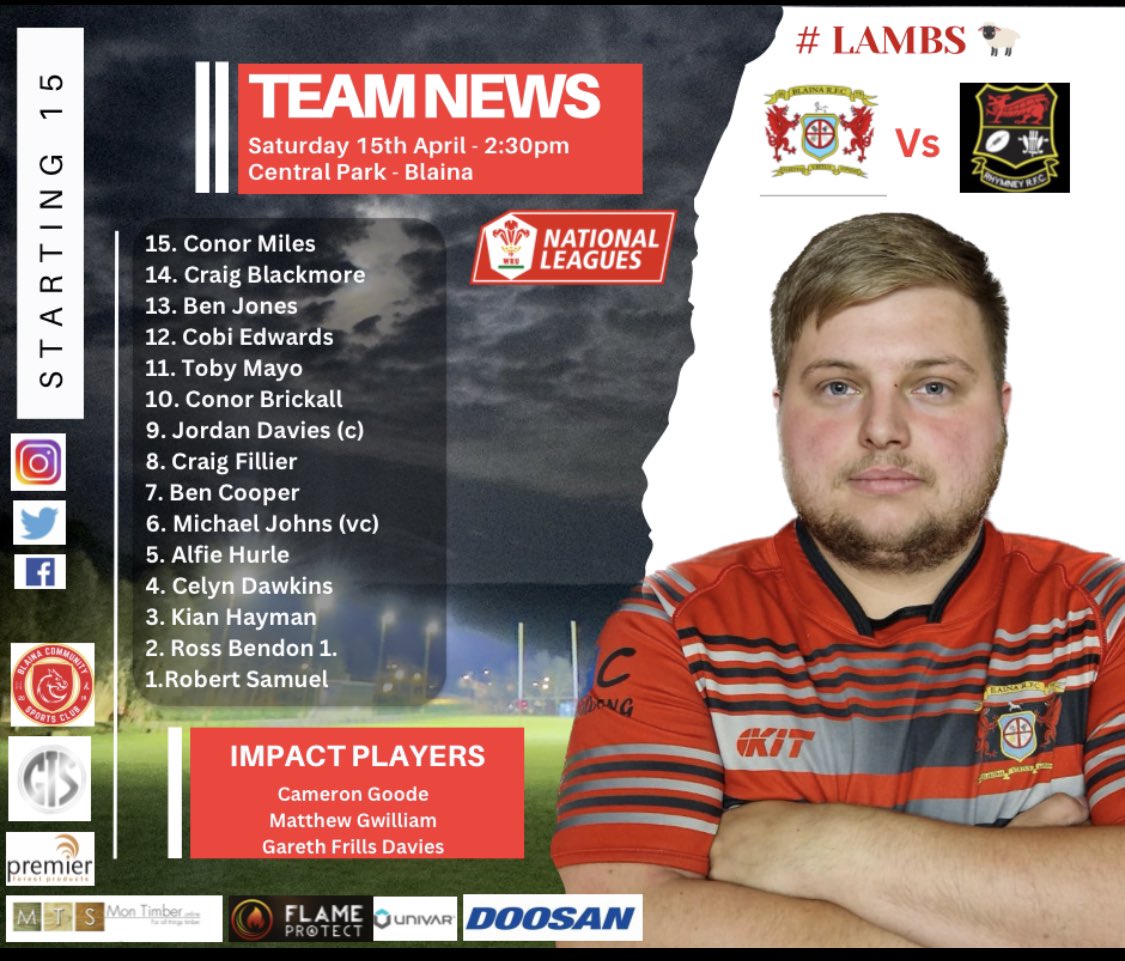 LambsRfc's tweet photo. Squad to face Rhymney Rfc tomorrow @ Central Park.
Kickoff 2:30pm https://t.co/ZvzXKVt7xc
