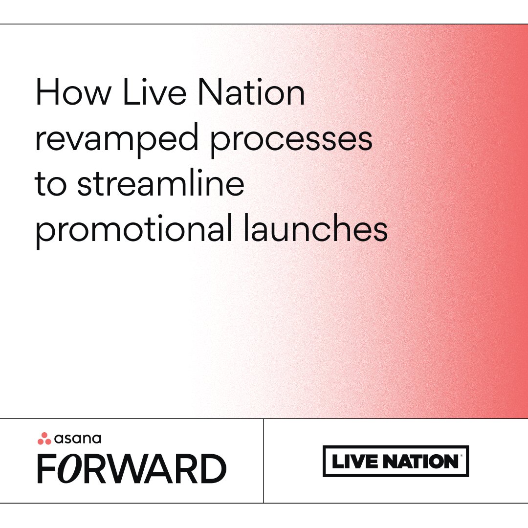 asana's tweet photo. Director of Digital Promotions, Julia Rowley, shares how Live Nation uses Asana to build streamlined processes and launch sponsored promotions.
#WithAsana, they have a central source of truth, enabling cross-functional work at scale.
Learn more: https://t.co/L13DLebrvj https://t.co/Nx06O8aeS3