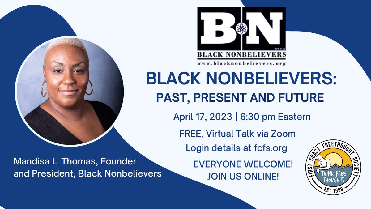 BNonbelievers's tweet photo. Mandisa will be speaking with the First Coast Freethought Society on Monday, April 17th at 6:30 pm EST. Please join in via Zoom!

https://t.co/makOTS1RYC https://t.co/pin0W9C9rB