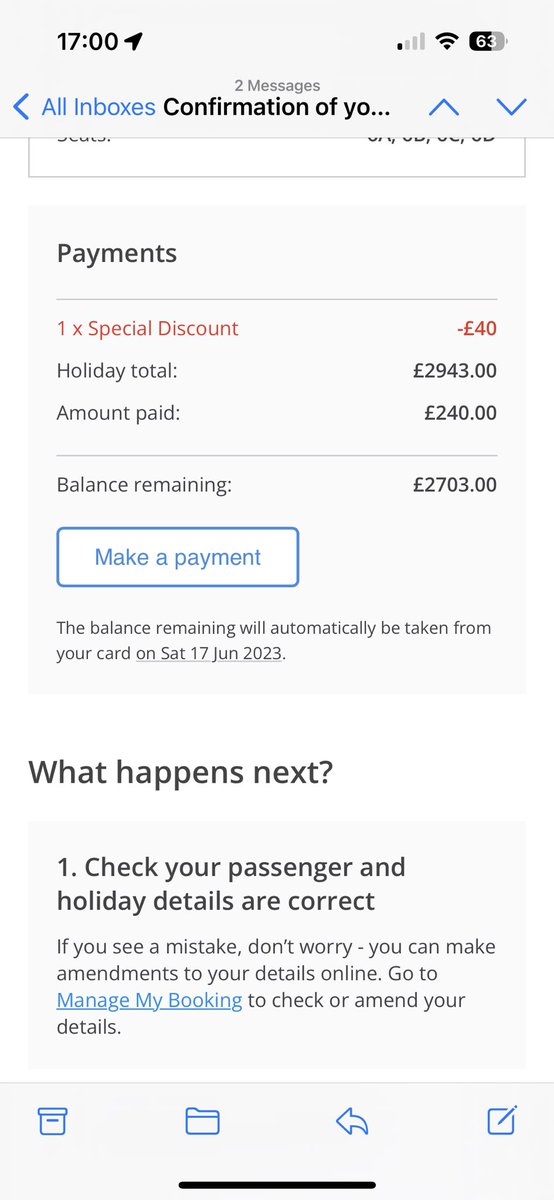 sawiukJ's tweet photo. @jet2tweets bit of help please. I’ve booked a holiday- the exact day/place/room/flight seats together and my parents is £200 cheaper because they booked a few days after. Is there a way to match this? Thanks 😊 https://t.co/hKpMjKPguh