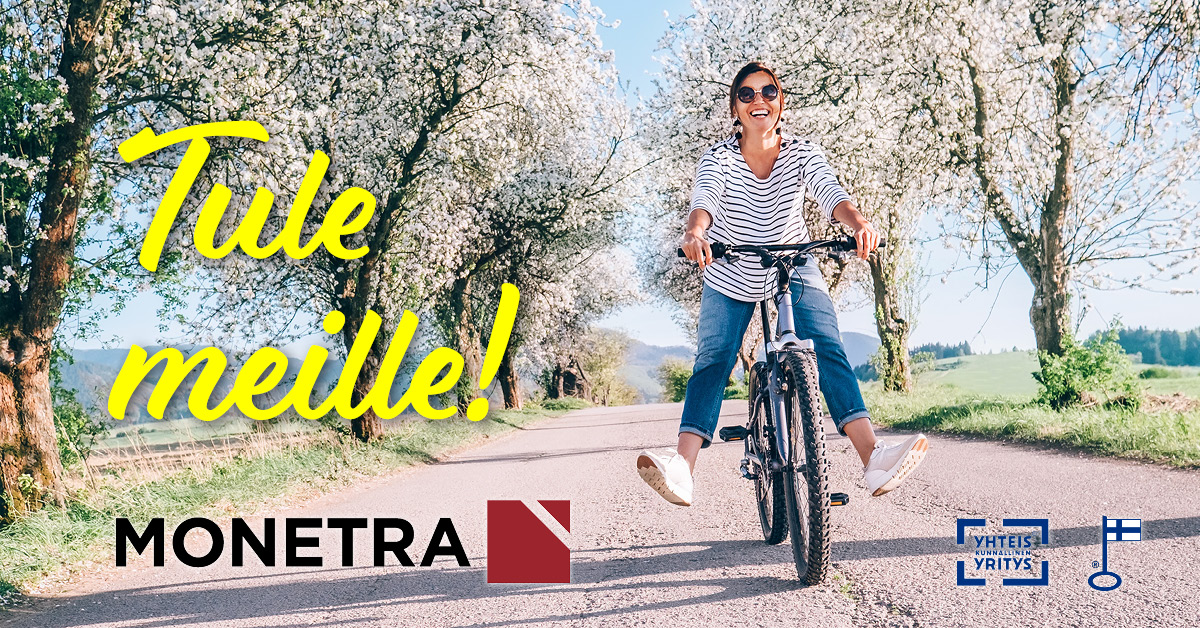 Kevättä kohti mennään! Monetra-yhtiöissä on nyt monenlaisia tehtäviä haussa: 
- Palvelusihteeri, -asiantuntija sekä -päällikkö (Oulu)
- Sovellusvastaava ja palvelupäällikkö (Keski-Suomi) 
- Liiketoimintajohtaja (Pirkanmaa)
Klikkaa, lue ja tule meille!
monetra.fi/meille-toihin/