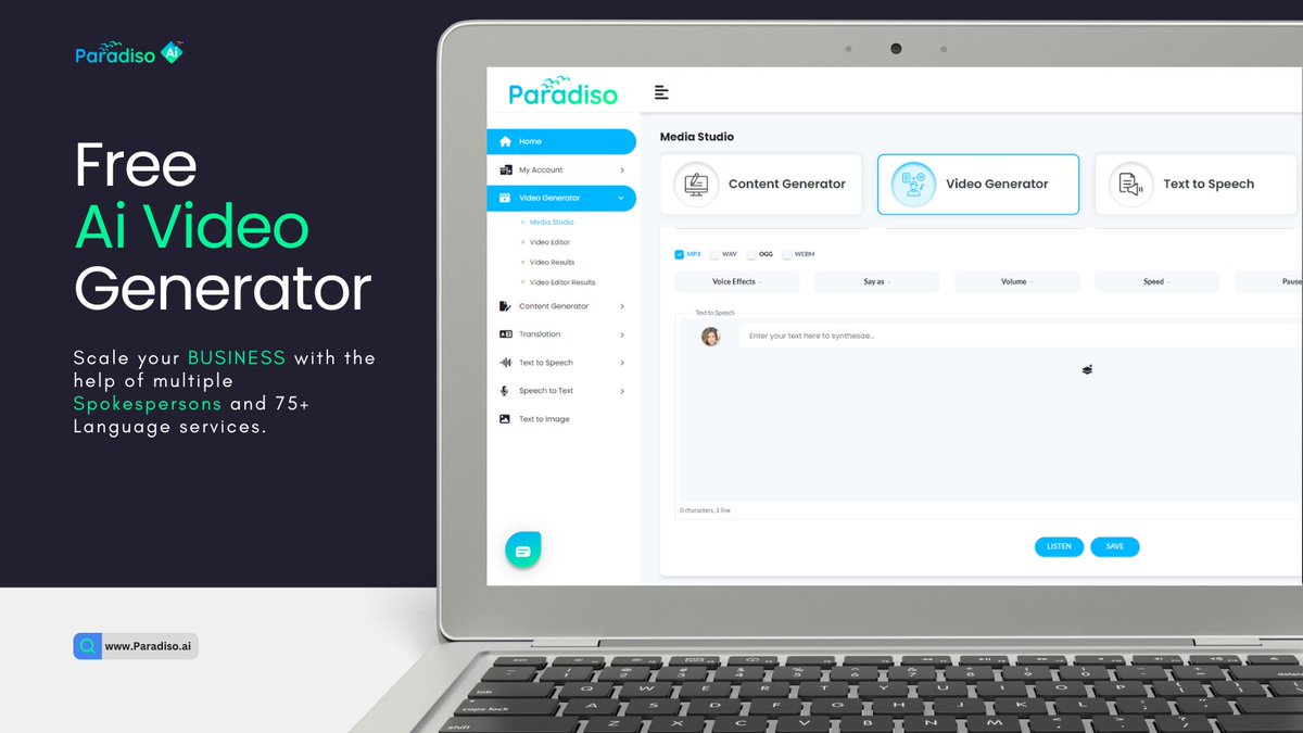 CogniSpark's tweet photo. Revolutionize your media game with Paradiso AI - the all-in-one platform for LnD, instructional designers, marketers, and content creators. Generate stunning videos and access a wide range of stock assets, all in one place! 🚀🎥 #media #marketing #learning #contentcreation https://t.co/uWf8HvaT48