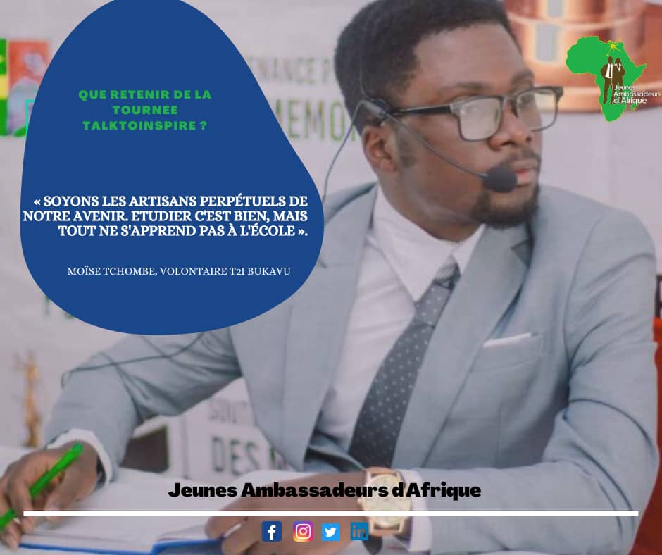JeunesAmbassAfr's tweet photo. "Soyons les artisans perpétuels de notre avenir; étudier c'est bien, mais tout ne s'apprend pas à l'école" @Marechal243k volontaire T2I BUKAVU
Nos thématiques vous ont-t-elles plu?
Votre avis compte !
#JAA #Talktoinspire #Education #Inspiration #Digital #avenir https://t.co/jfLVKPSo82