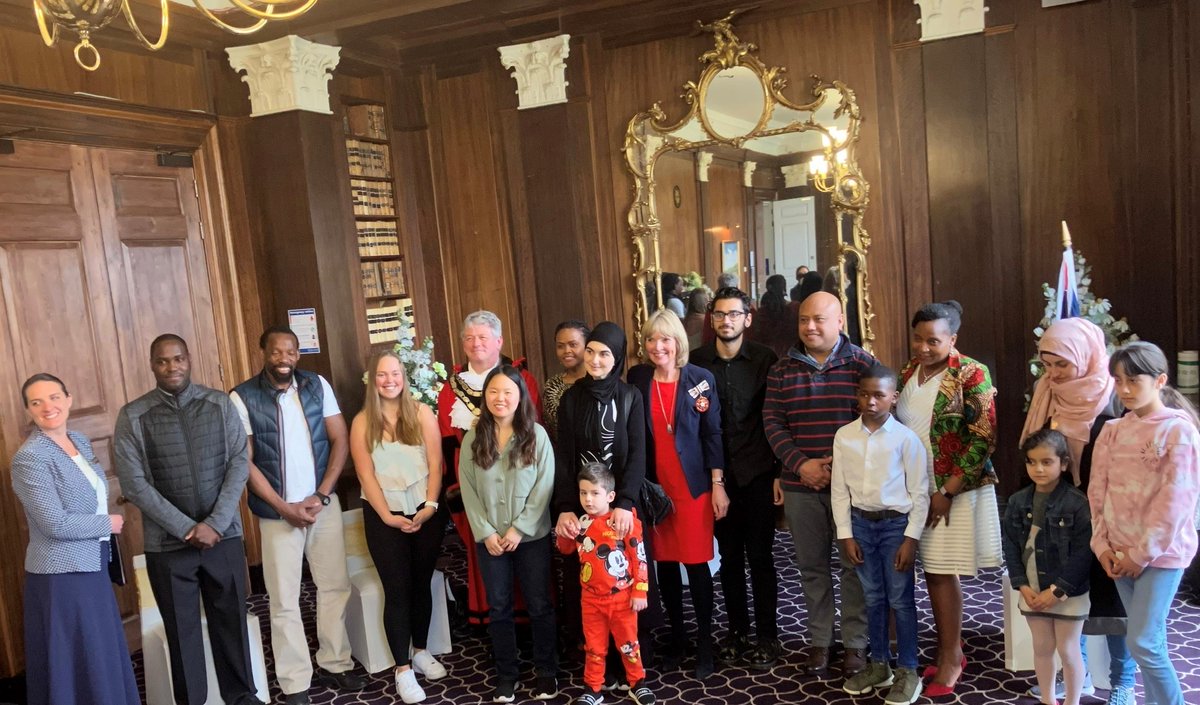 WiltsLieutenant's tweet photo. Cllr. Graham Hill, Mayor of Trowbridge @TownTrowbridge and Mrs. Nicky Alberry, DL were delighted to welcome a host of new British citizens from many countries to a most enjoyable Citizenship Ceremony at County Hall. https://t.co/yBXnPcqSX3