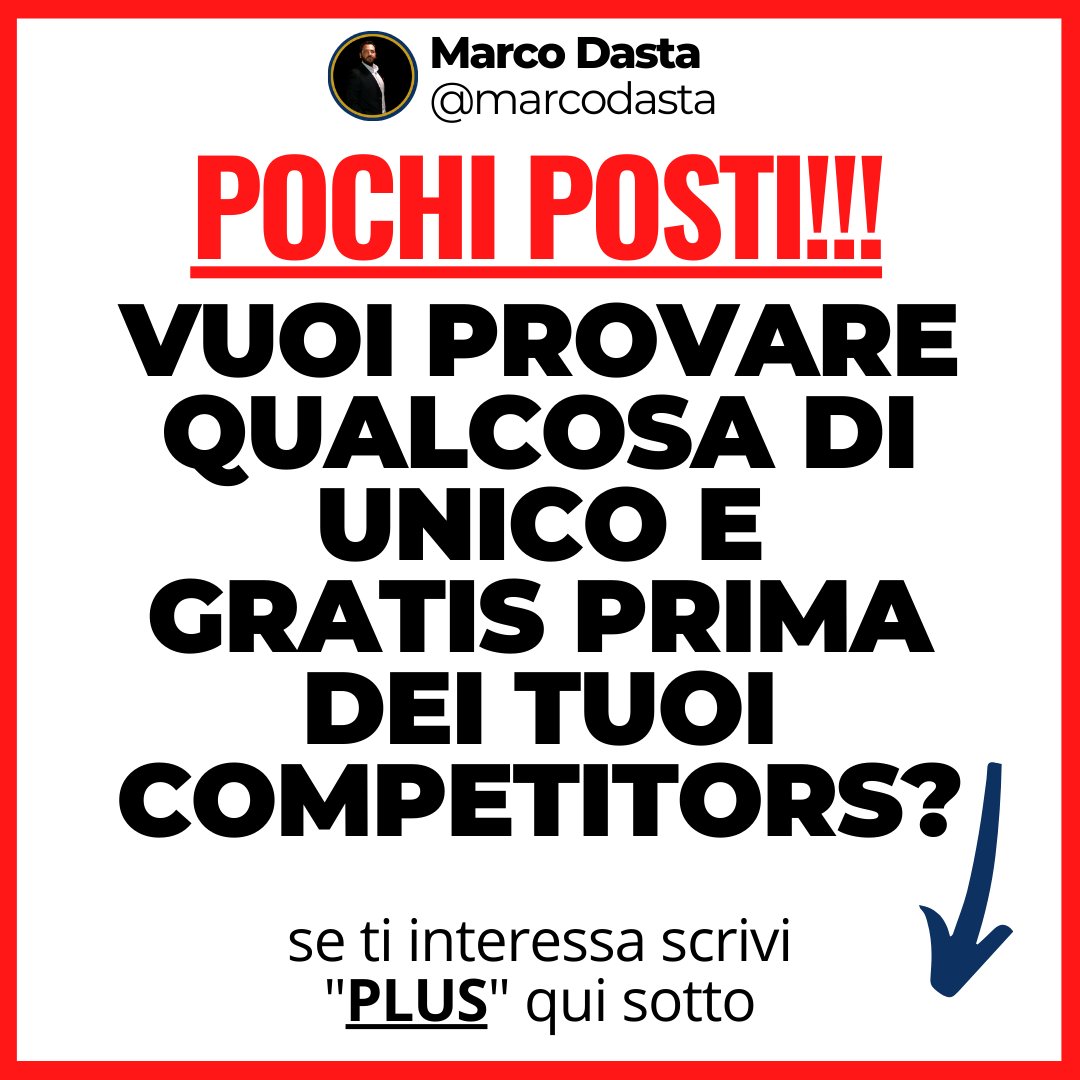 marcodasta's tweet photo. ⚠️Fermati! Sei un libero professionista?⚠️

Sei disposto ad investire meno di 11€ al giorno nella tua attività per avere la tua "macchina" attira clienti?!

Sta per arrivare qualcosa proprio per te! 😀 https://t.co/htBwR010XW