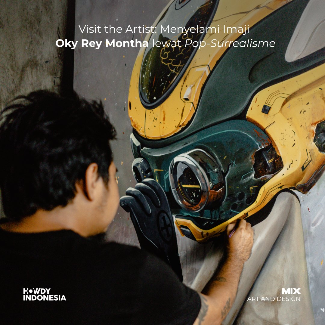howdyindonesia's tweet photo. #HowdyMix: Seniman muda Oky Rey Montha berbagi  cerita mulai dari perjalanan kariernya sebagai pop-surrealist artist, tantangan era saat ini yang menuntutnya beradaptasi, hingga visi jangka panjang yang ia bawa di dunia seni. Selengkapnya: https://t.co/8mzBvGZGRf https://t.co/D0Puoeb0Kz