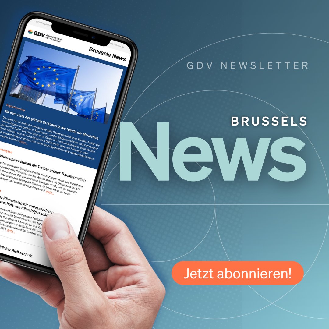 gdv_de's tweet image. Die dritte Ausgabe der GDV BRUSSELS NEWS ist da! Diesmal zu den Themen #DataAct, #Climate Resilience Dialogue und #Biodiversity. Hier anmelden &amp;amp; keine 🇪🇺 News mehr verpassen: 👉gdv.de/gdv/service/gd…