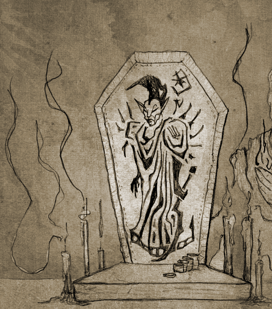 daevath's tweet photo. Before drawing them, I tried to sketch Ilmeni Dren and st. Nerevar in the same style of Velothi frescoes - less successful, but I still love them https://t.co/KUpxV5cdNR
