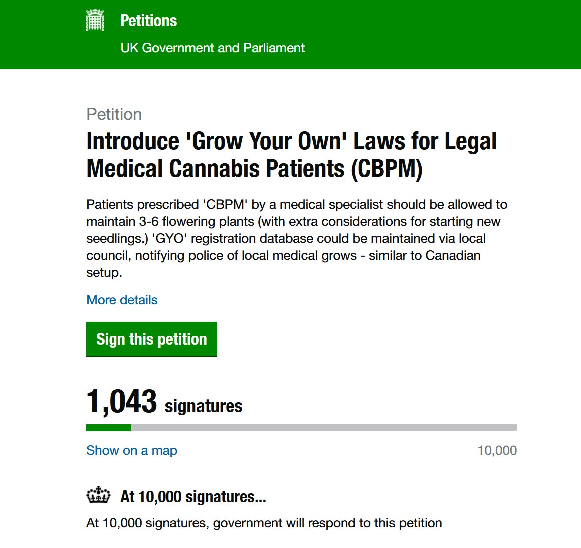 We're 10% towards our goal 🥳 Please sign and share. 

#GrowYourOwn needs to become available for #MedicalCannabis patients struggling with affordability - like in some Canadian provinces and American states.

🔁 petition.parliament.uk/petitions/6357…