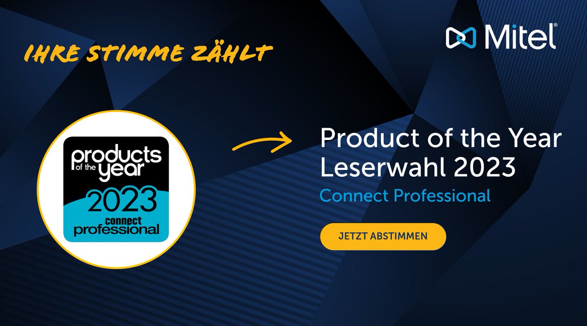 Jetzt abstimmen - Favoriten für Business Kommunikation wählen #poty23
Folgende Mitel Produkte nominiert:
- Collaboration 𝐌𝐢𝐂𝐨𝐥𝐥𝐚𝐛
- TK Anlagen 𝐌𝐢𝐕𝐨𝐢𝐜𝐞 𝐁𝐮𝐬𝐢𝐧𝐞𝐬𝐬
- IP-Telefone &amp; Konferenzlösungen 𝐌𝐢𝐭𝐞𝐥 𝟔𝟗𝟒𝟎 𝐈𝐏 𝐩𝐡𝐨𝐧𝐞 
bit.ly/3oc6P6t