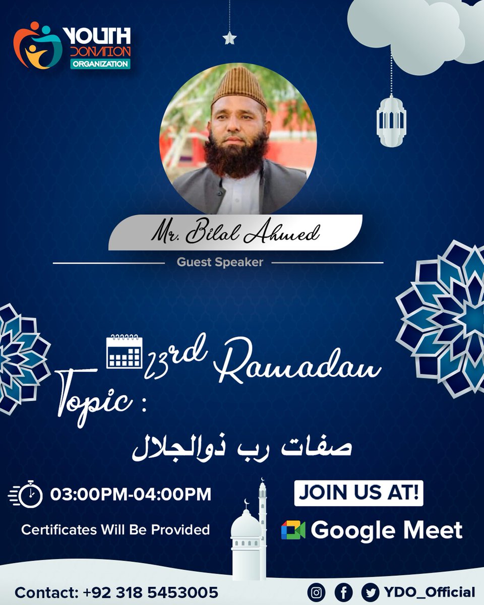ydo_official's tweet photo. YDO Ramadan series 

🛑23rd day of session 

🛑Mode Zoom app

🛑Register yourself (don't miss)

https://t.co/h8D1nkyJN9

Share it with your friends and also join the session. https://t.co/QWK4XyfIhH