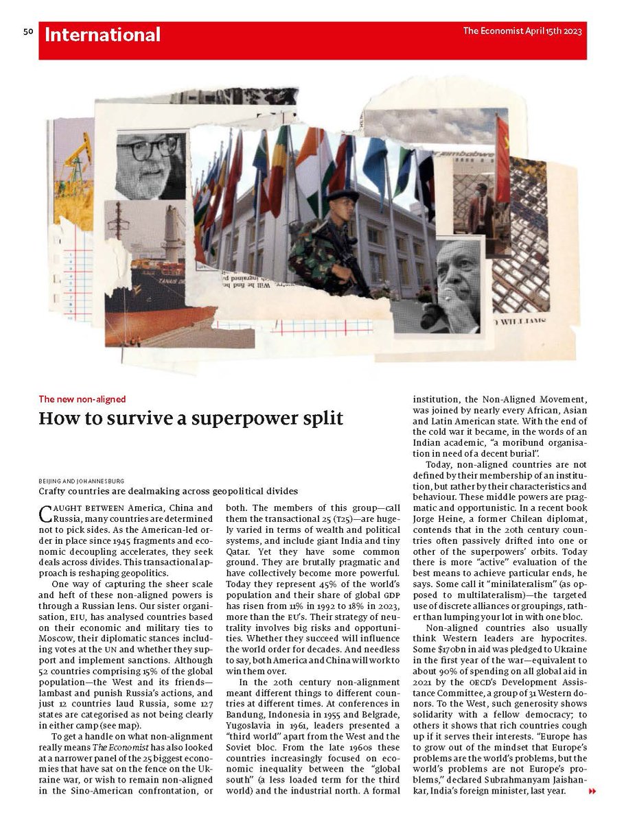 El #NoAlineamientoActivo en artículo de portada de <a href="/TheEconomist/">The Economist</a>,"Cómo sobrevivir una pelea entre superpotencias".Edición en inglés (<a href="/AnthemPress/">Anthem Press</a>) de nuestro libro con Fortin y <a href="/ominamipascual/">Carlos Ominami P.</a>, en la gran prensa internacional <a href="/BUPardeeSchool/">Pardee School of Global Studies, Boston University</a> <a href="/bernabemmm/">Bernabé Malacalza</a> <a href="/rafa_cavada/">Rafael Cavada</a> <a href="/pablonegri/">Pablo Negri Edwards</a>