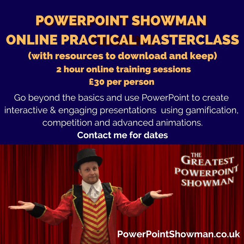 BPresentable's tweet image. Just a reminder of my services and a couple of more recent things I’ve been doing too…

Checkout my website for more info

 powerpointshowman.co.uk